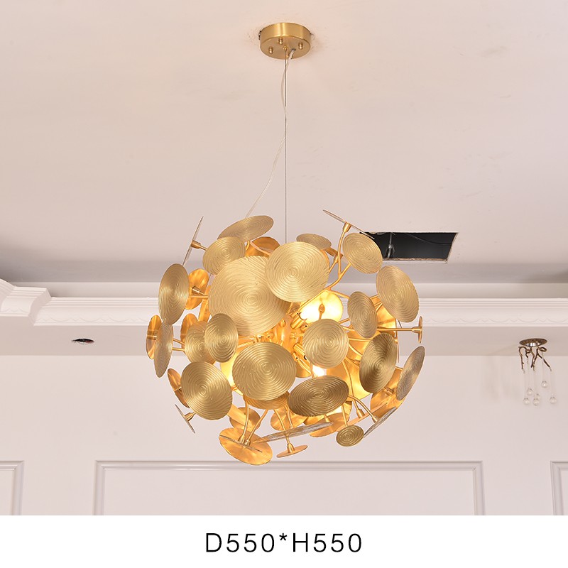 Northern Europe simple copper leaf living room dining room led Chandelier P8800