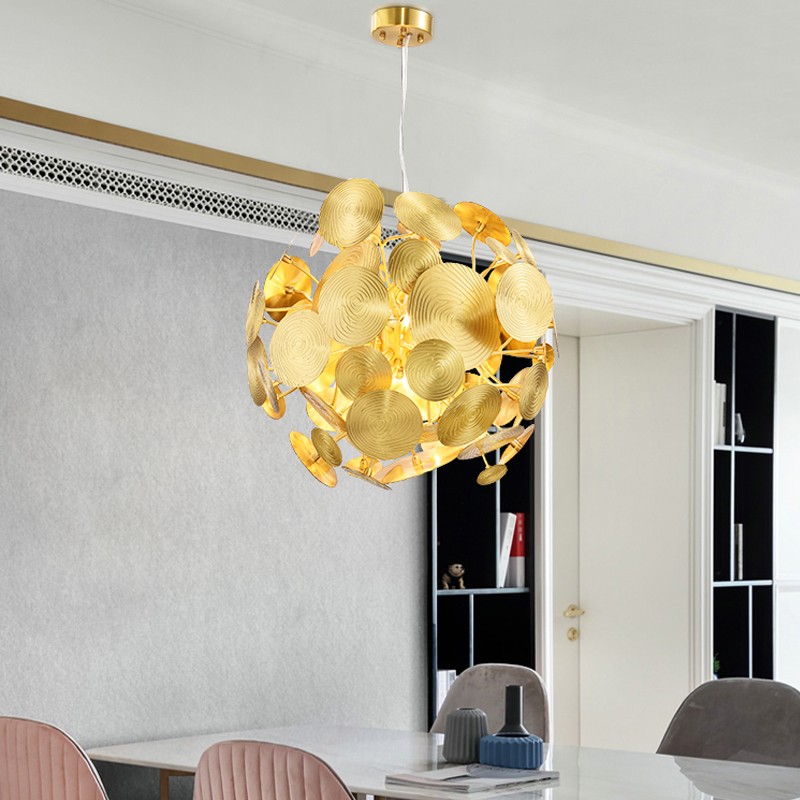 Northern Europe simple copper leaf living room dining room led Chandelier P8800