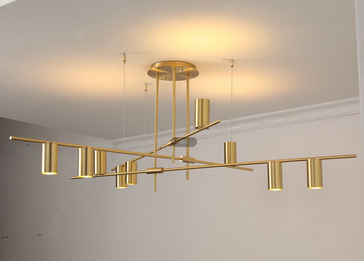 Modern simple art copper living room dining room led Chandelier D5016