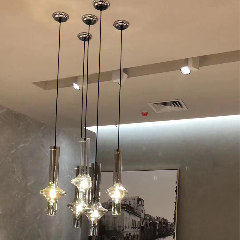 Italian creative glass staircase restaurant LED engineering Chandelier P5738