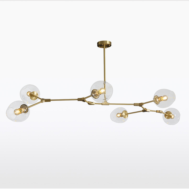 Classic copper living room dining room molecular led Glass Chandelier D5285