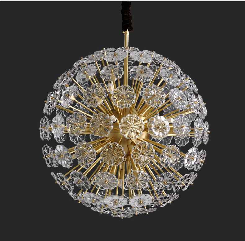 Modern creative copper art glass flower living room dining room led Chandelier P5510