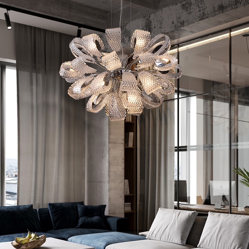 Modern creative copper art glass living room dining room led Chandelier P5512