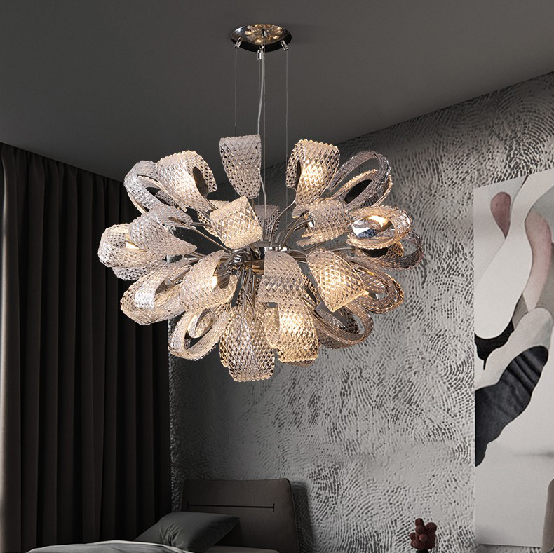 Modern creative copper art glass living room dining room led Chandelier P5512