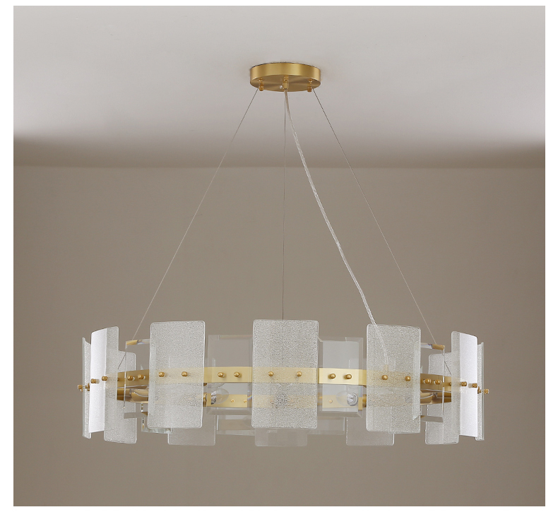 Modern creative simple copper art glass living room dining room led Chandelier P5630