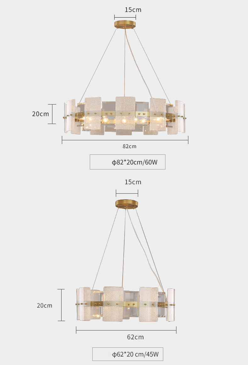 Modern creative simple copper art glass living room dining room led Chandelier P5630