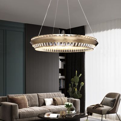 Modern creative simple art stainless steel crystal living room dining room led Chandelier P5161