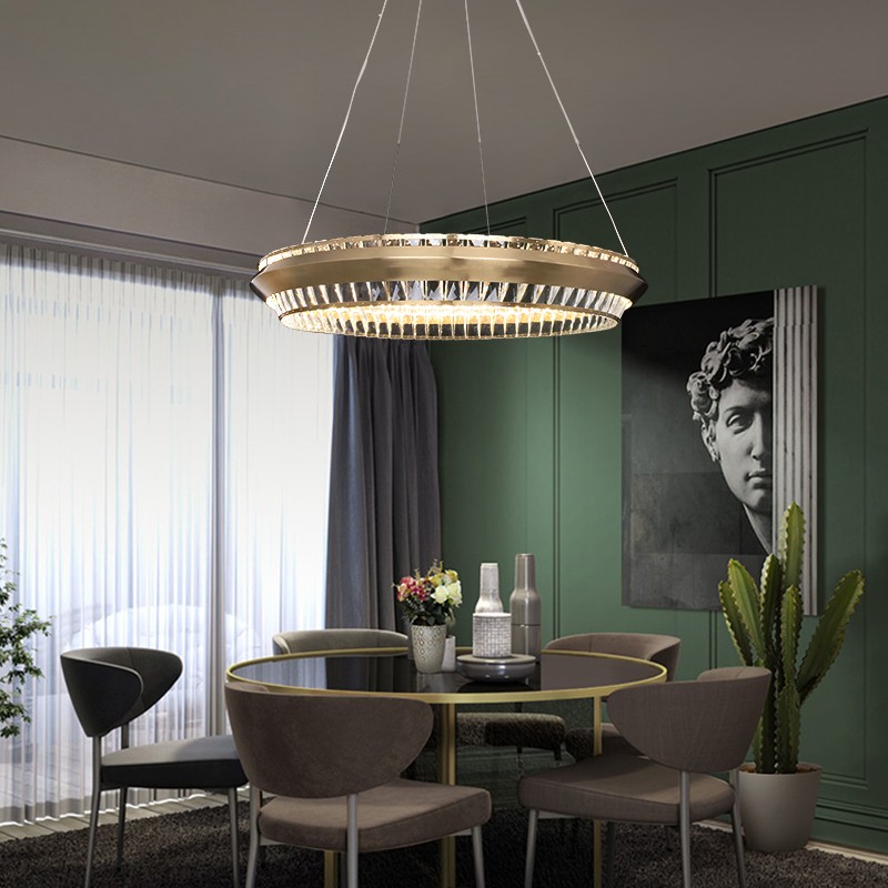 Modern creative simple art stainless steel crystal living room dining room led Chandelier P5161