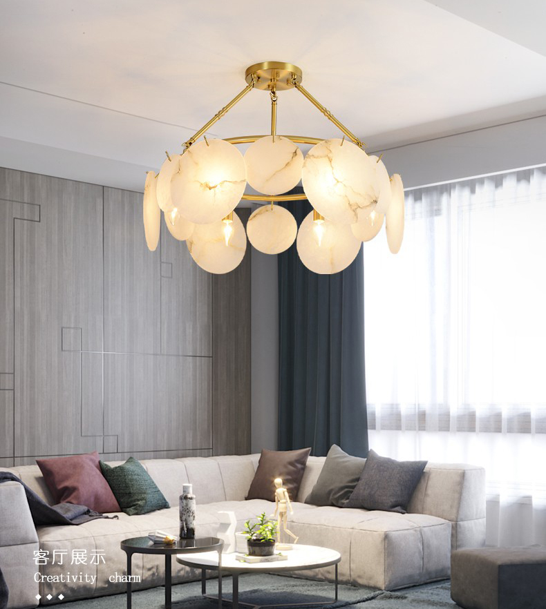 Modern creative simple art copper dolomite living room dining room led Chandelier P5688