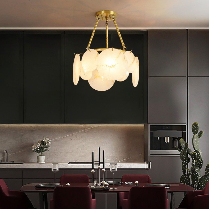 Modern creative simple art copper dolomite living room dining room led Chandelier P5688