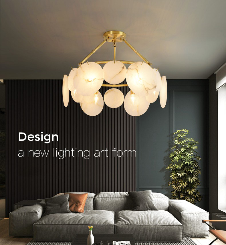 Modern creative simple art copper dolomite living room dining room led Chandelier P5688