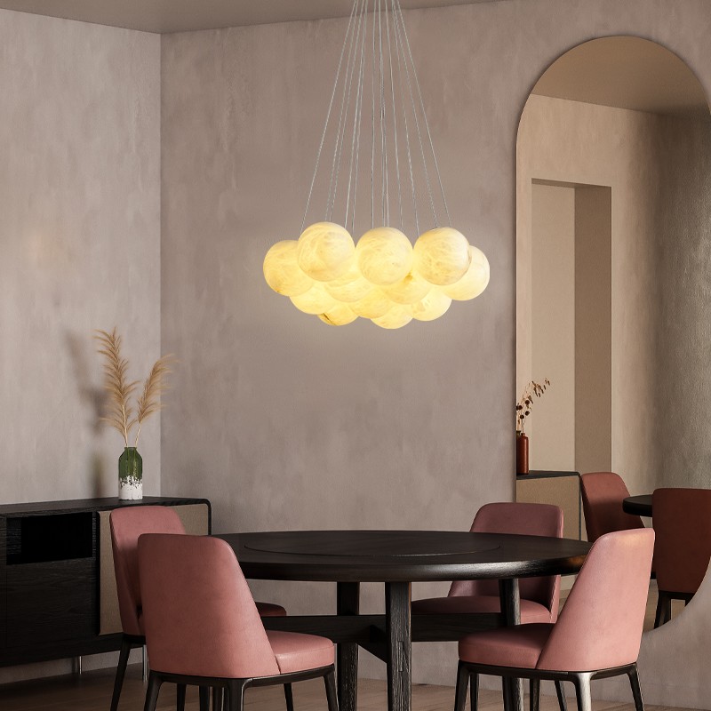 Modern creative marble ball copper living room dining room led Chandelier P5747