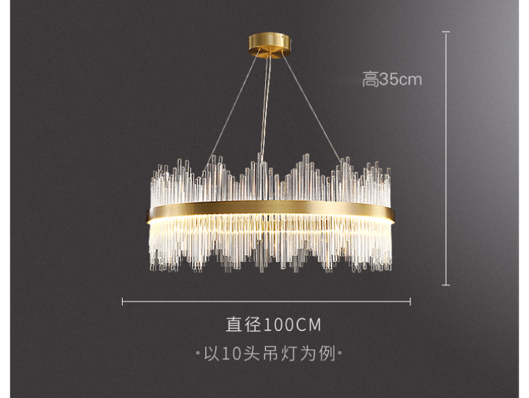 Modern creative glass rod copper living room dining room led Chandelier P9945