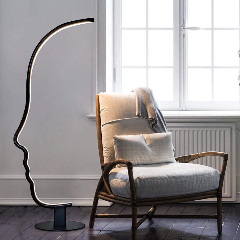 Nordic simple hardware face line Abstract living room art floor lamp FT142