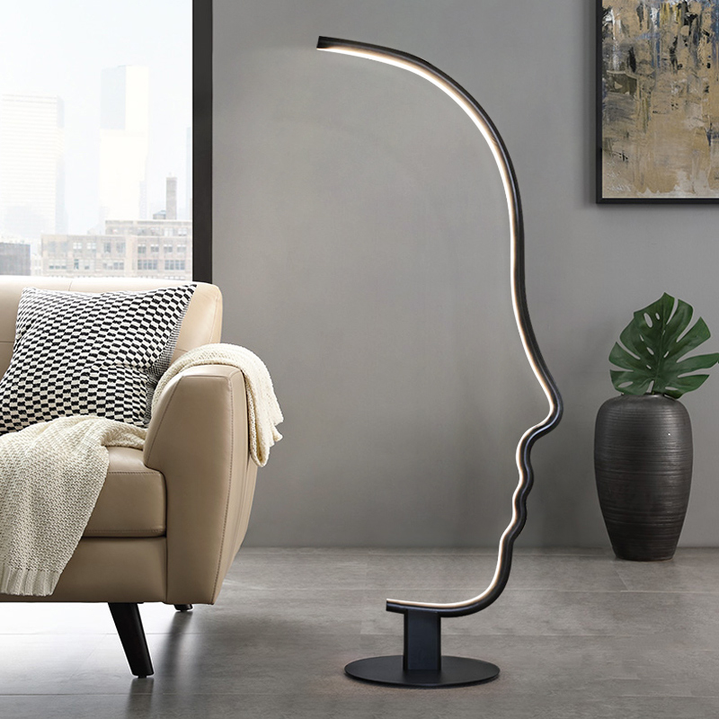 Nordic simple hardware face line Abstract living room art floor lamp FT142