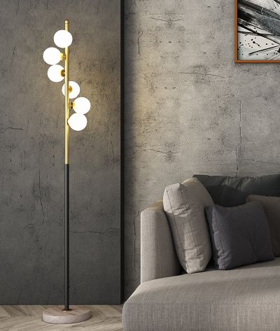 Light luxury postmodern living room bedroom simple iron marble glass ball floor lamp F2090