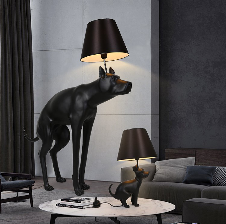 Postmodern art sculpture Abstract living room dog model resin floor lamp F2108