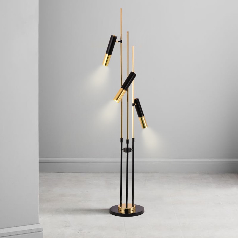 Post modern art spotlight living room aluminum black gold floor lamp F6011