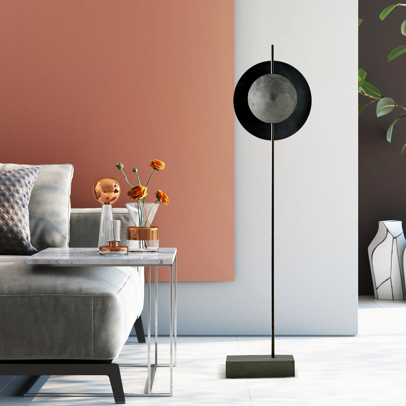 Postmodern art living room bedroom led iron black moon floor lamp F6154