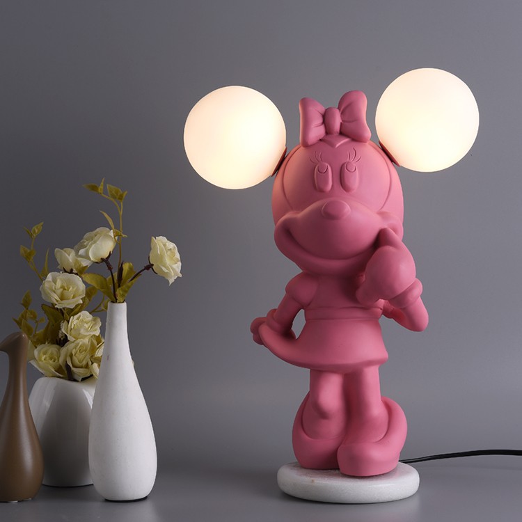 Simple Nordic resin hardware Mickey modern art led table lamp T3305