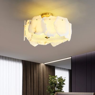 Simple modern living room dining room bedroom art all copper glass marble led ceiling lamp C3243