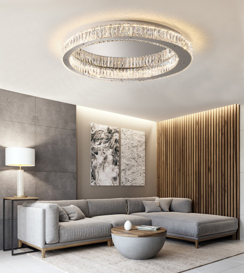 Simple modern living room dining room bedroom art stainless steel crystal led ceiling lamp C5028