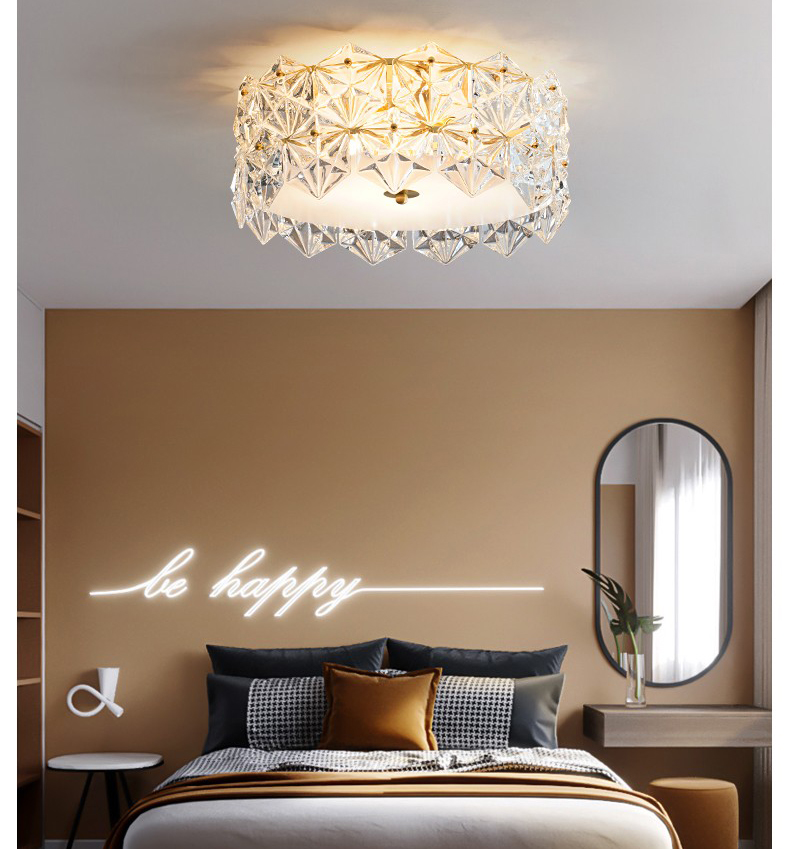 Simple modern living room dining room bedroom art all copper glass led ceiling lamp C5741