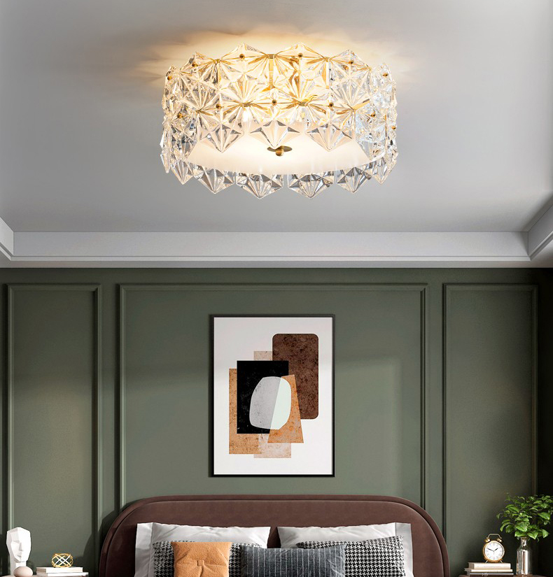 Simple modern living room dining room bedroom art all copper glass led ceiling lamp C5741