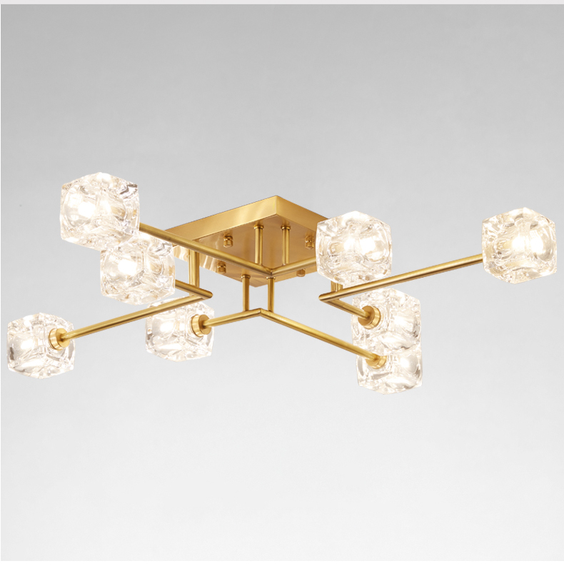 Simple modern living room dining room bedroom art all copper glass led ceiling lamp C5502