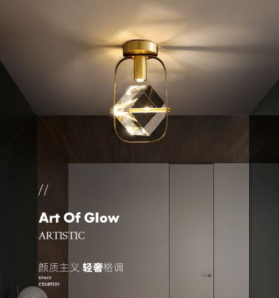 Simple modern living room dining room bedroom art all copper LED crystal ceiling lamp C2707