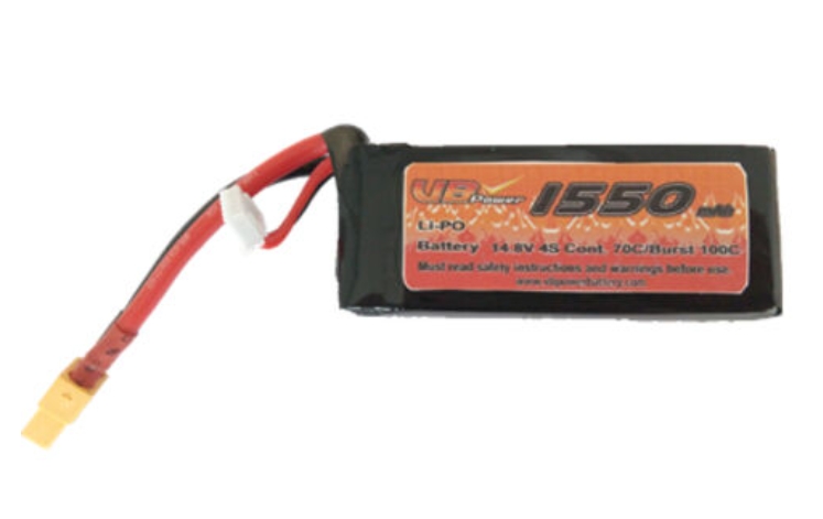 鋰聚合物電池，電壓為 14.8V，容量為 1550mAh，適用于四軸飛行器、FPV 和無人機