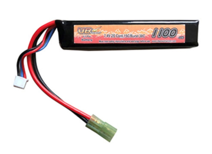 VBpower 7.4v 1100mAh 20C-40C 软枪锂电池（适用于 M4 枪托管）