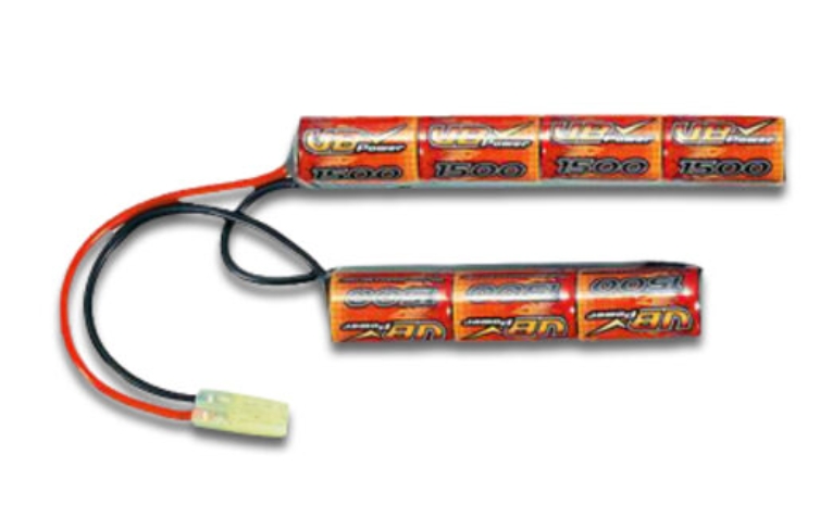 1,500mAh 8.4V 蝶形鎳氫電池組，帶 Mini-tamiya 插頭，適用于氣槍