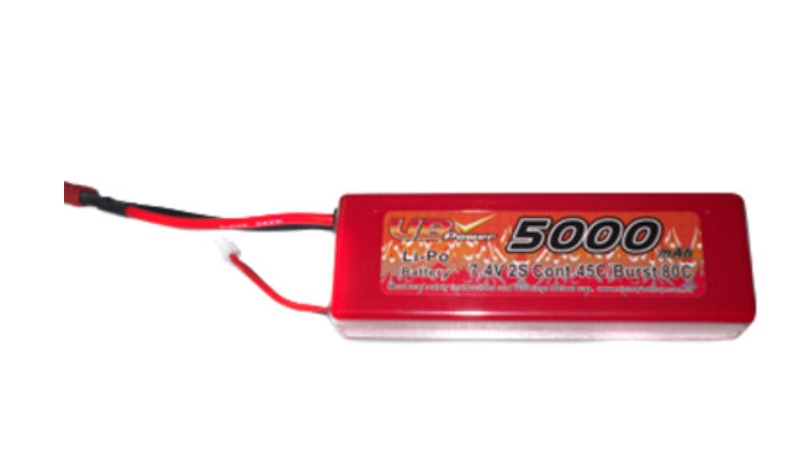 7.4V 5,000mAh 鋰聚合物電池，45C 放電電流，用于 RC 汽車