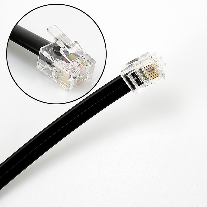 RJ12 6p6c Telephone Extension Flat Cable Crystal Head Cable Male to Female Wire with Coupler