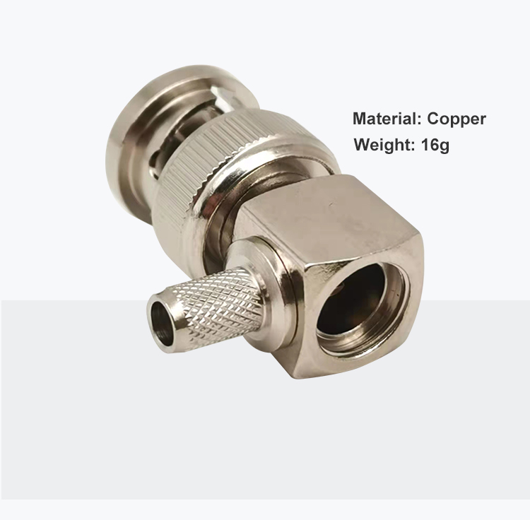 Factory Outlet Waterproof BNC Male Angled Crimp RG58 Cable RF Coaxial Connector BNC Connector for RG58