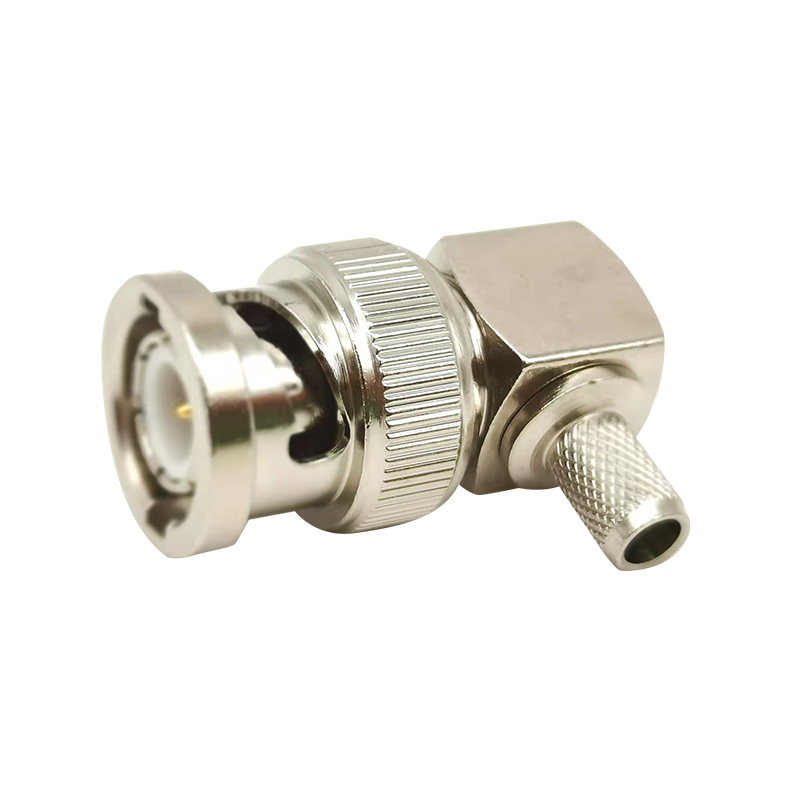 BNC Male Angled Crimp RG58 Cable RF Coaxial Connector