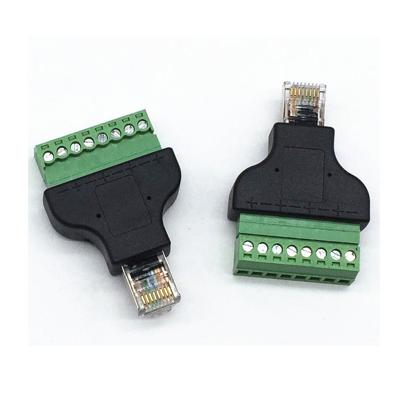 Network RJ45 Male To 8 Pin Block Av Terminal Connector Screw Adaptor