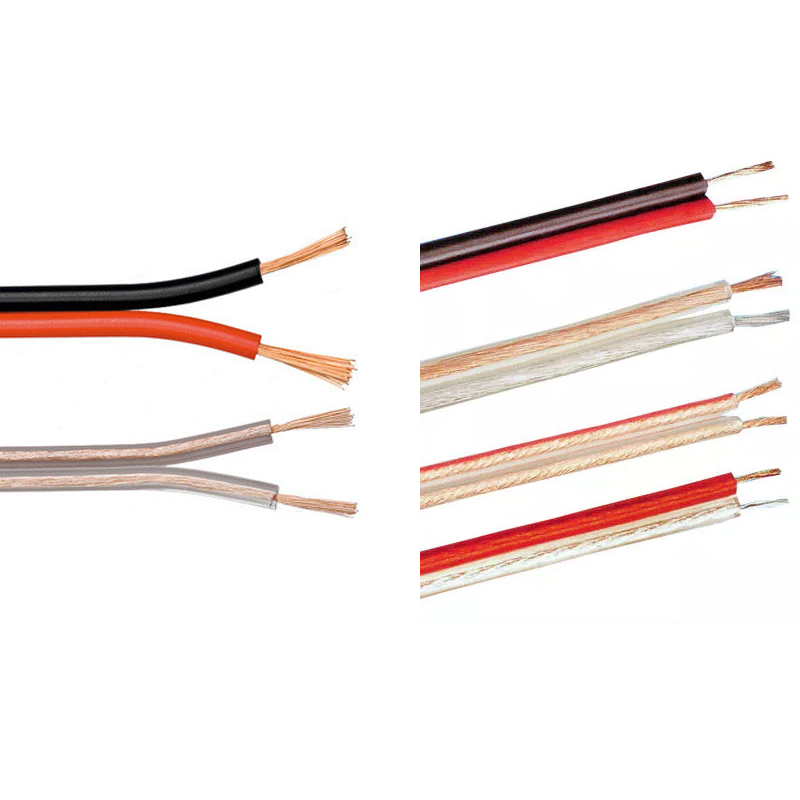 Low Noise CCA OFC Copper 2 Cores Flat Twins Transparent Speaker Cable Audio Cable