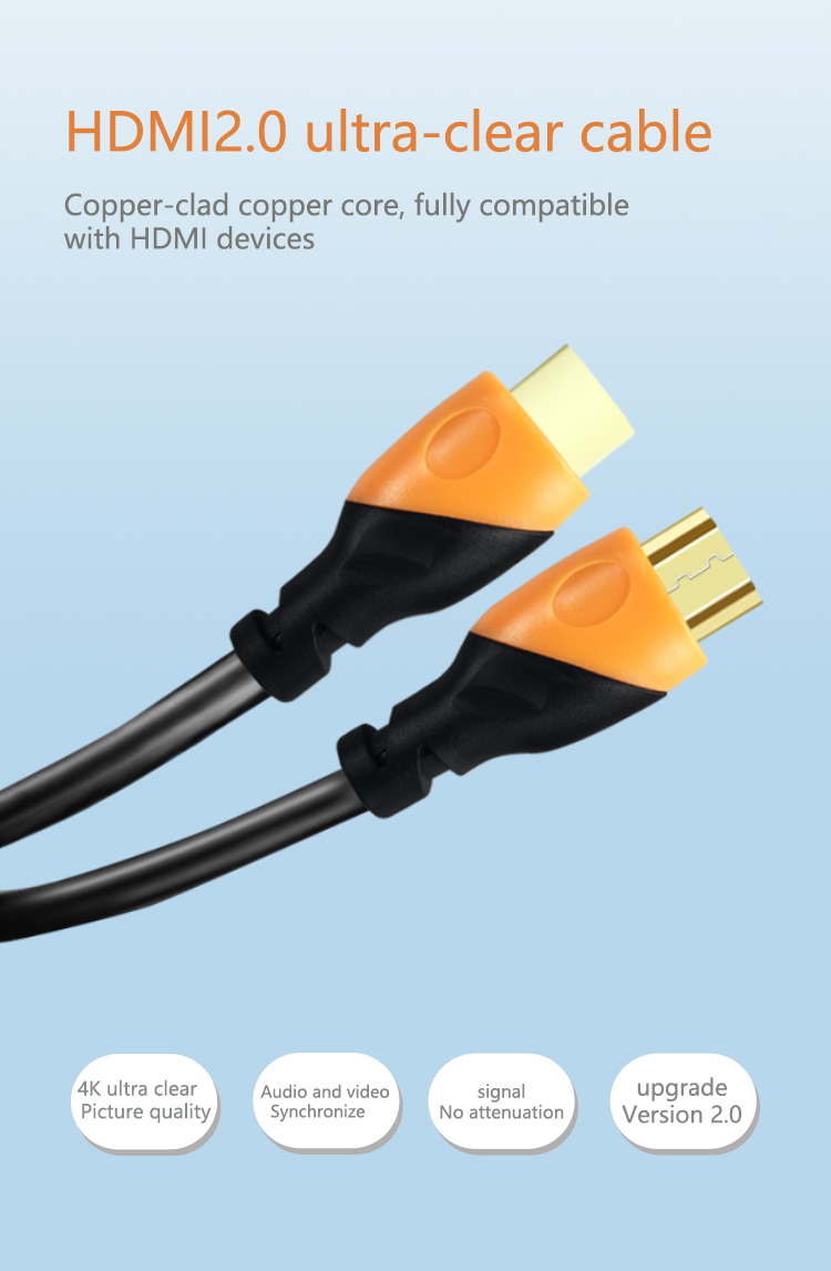 High-speed Golden Plated Hdmi Cable 3D  Bare Copper Hdmi Cable