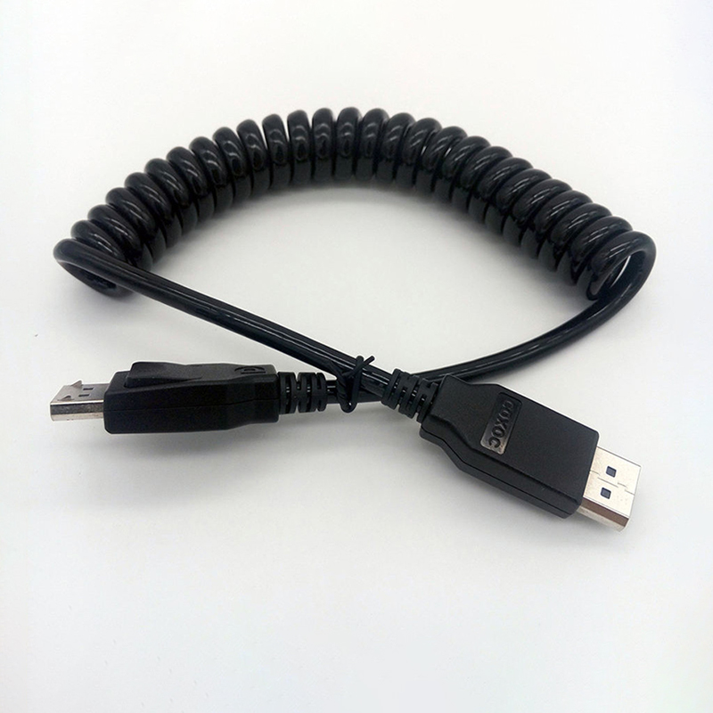 HDPE 8K DP to HD Video Spiral Cable Gold Plated DisplayPort Male To Male Coiled Spiral Cable