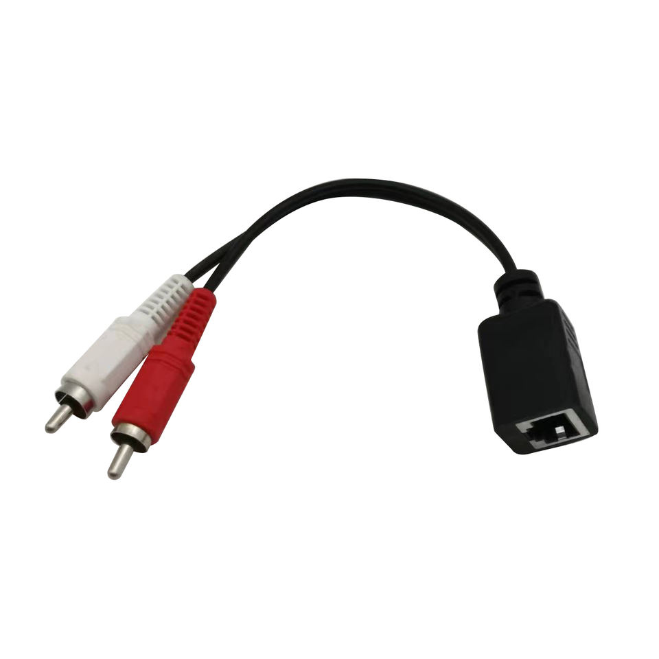 Stereo DC3.5mm and Female to 2RCA Male Red While Cable Stereo Audio Cat5/6 Cable Extender Box