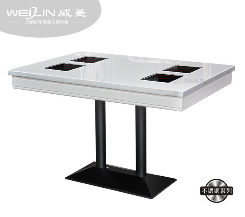 不锈钢电磁炉餐桌-F-铸铁脚-4T
