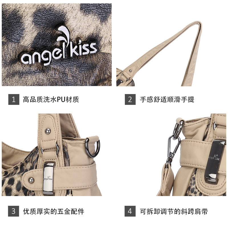 20新款Angel kiss品牌女包欧美豹纹女士手提包软皮时尚单肩斜挎包