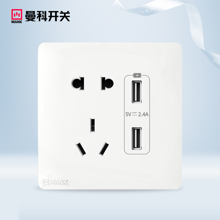 ShiLang-Two or three pole socket + USB socket (ivory white)