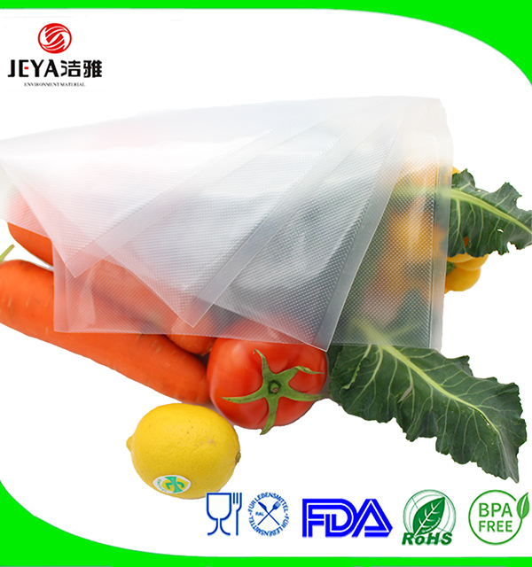 17*25cm Jeya Customized Multilayer Co-extruded Embossed Vacuum Seal Bags For Food Packaging