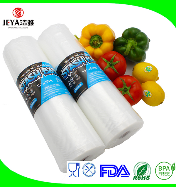 32*15cm Jeya Customized Multilayer Co-extruded Embossed Vacuum Seal Bags For Food Packaging