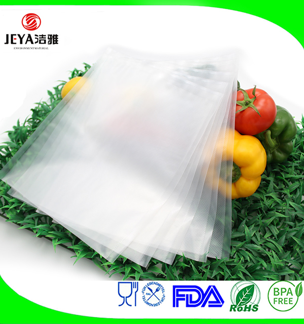 22*30cm Jeya Customized Multilayer Co-extruded Embossed Vacuum Seal Bags For Food Packaging