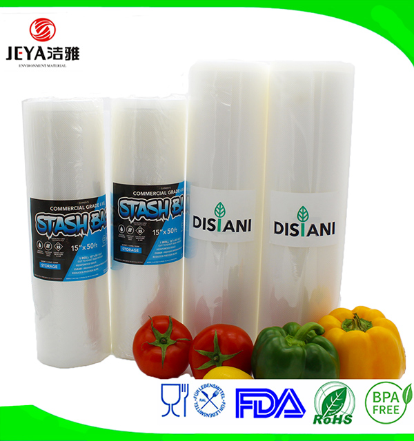 35*5cm Jeya Customized Multilayer Co-extruded Embossed Vacuum Seal Bags For Food Packaging