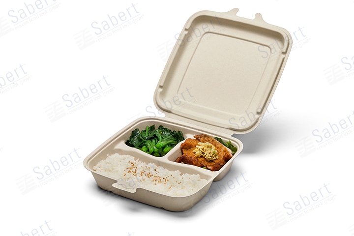750 ml Pulp square hinge container 3C